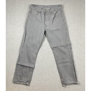 Levis 501 Jeans Mens 34x32 (30x28) Gray Button Fly Straight Stone Wash Rugged